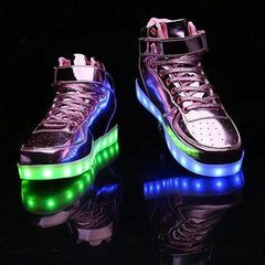 Led Sneakers For Kids Light Up Shiny Lavender  | Kids Led Light Shoes