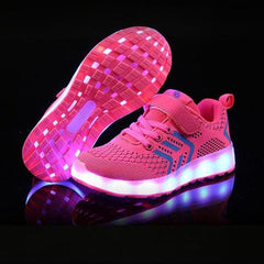 Led Shoes Casual Single Strap Pink | Kids Led Light Shoes  | Led Light Shoes For Girls & Boys